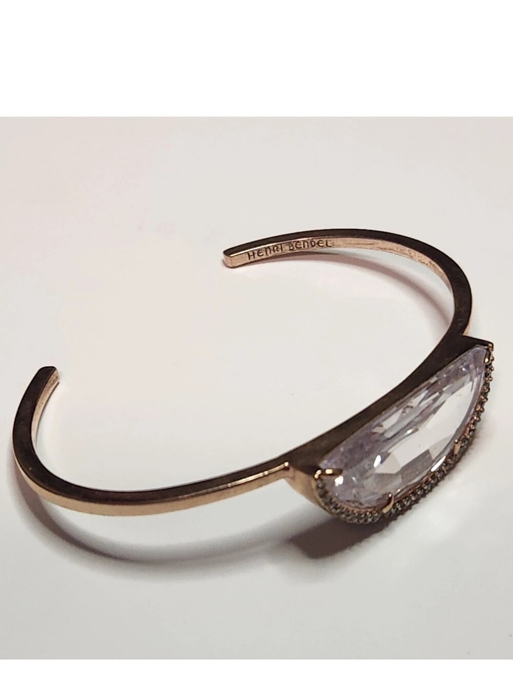 Henri Bendel Half Moon Duo Crystal Rose Gold Skinny Cuff Bracelet View 2